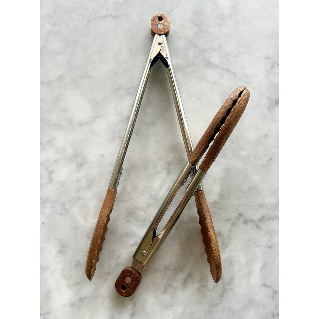 Carmel Acacia Wood Kitchen Tongs - 12" & 15" Set