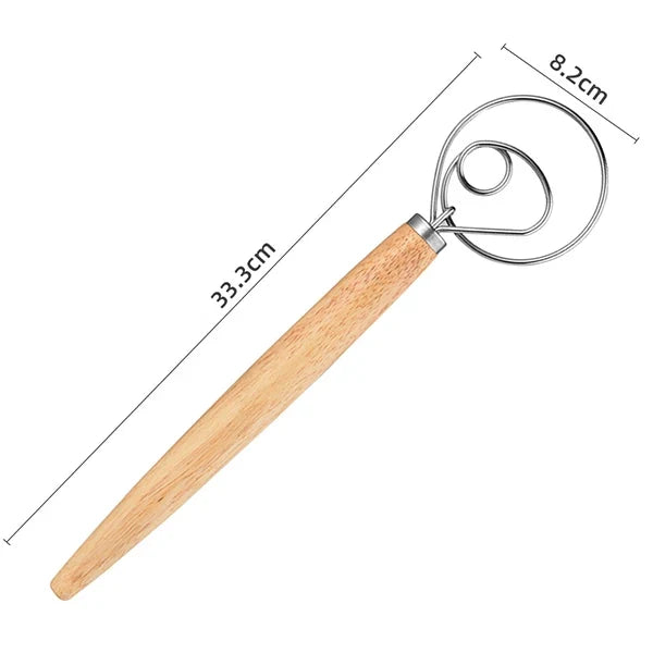 Large Hand Danish Dough Whisk Bread Mixer Stainless Steel Cake Pastry Dough Mixer Stick Egg Beater Kitchen Baking Blender Tools