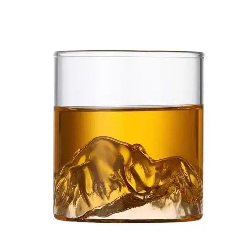 Japanese Glass Glacier Mountain Teacup Mt. Fuji Heat-resistant Glass Teacup Office Handy Retro Wine Glass Whisky Cup Home