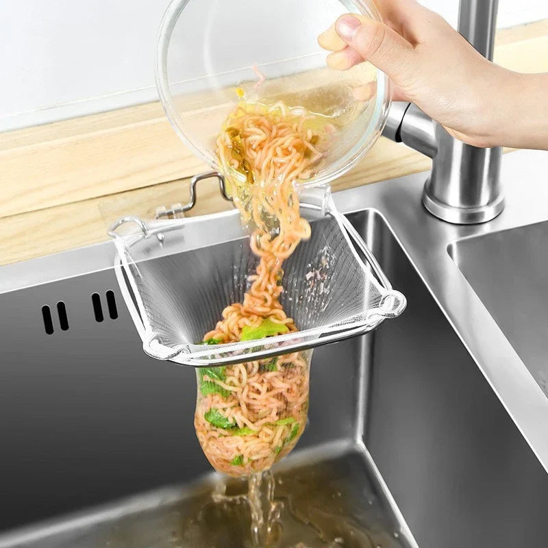 Disposable Kitchen Sink Stainless Steel Hanging Net Sewer Garbage Bag Drainage Screen Sink Garbage Net for Meal Residue Pool