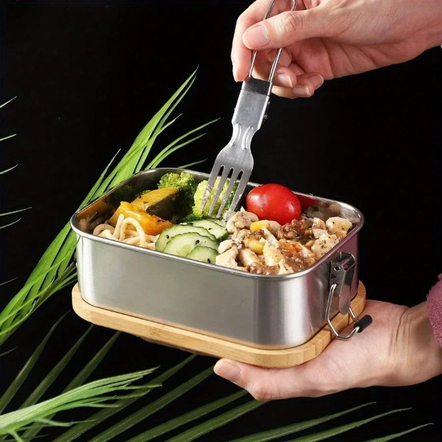 New 304 stainless steel bamboo lid lunch box, Japanese style lid preservation box, lunch box, lunch box, food storage box
